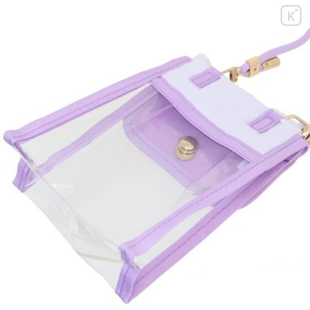 Japan Sanrio Kuromi Fuzz Face Phone & Card Shoulder Pouch Clear Crossbody Bag - Picture 8 of 10